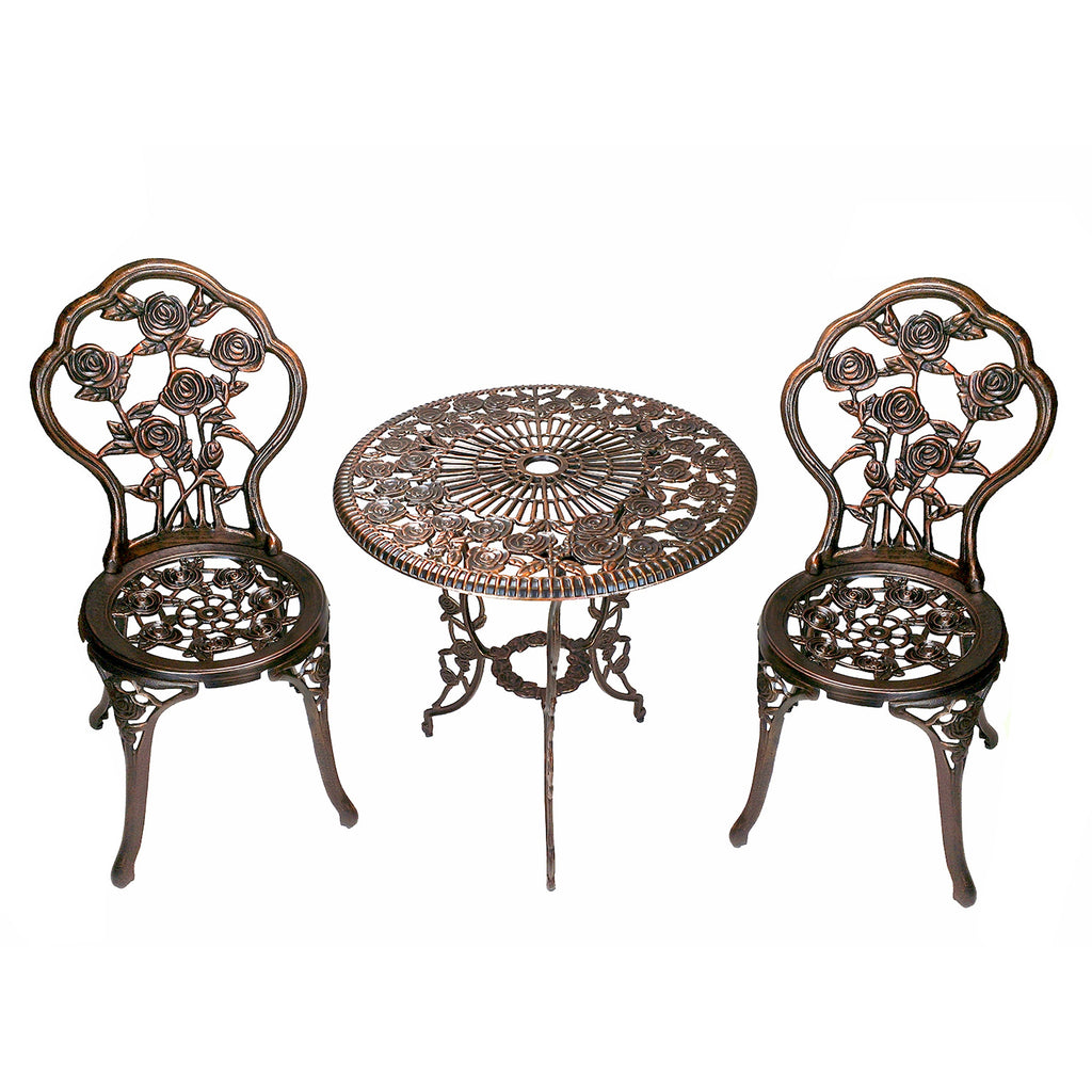 Sharicks Antique Bronze Patio Rose Bistro Set
