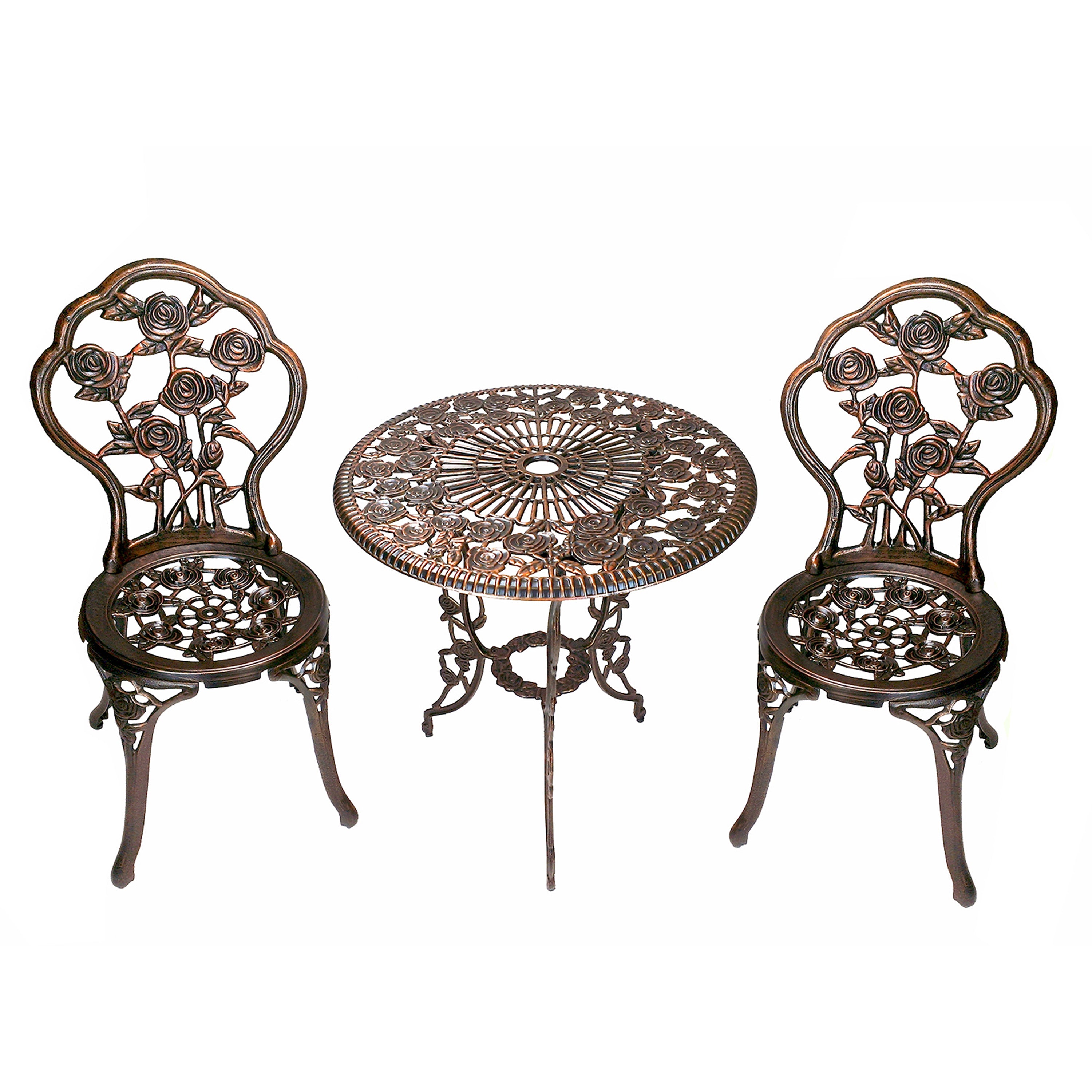 Sharicks Antique Bronze Patio Rose Bistro Set