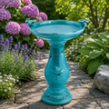 Turquoise Ceramic Pedestal Birdbath