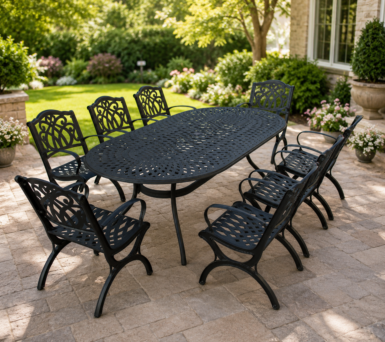 Sharicks Outdoor Large Oval Patio 9 pc Dining Set