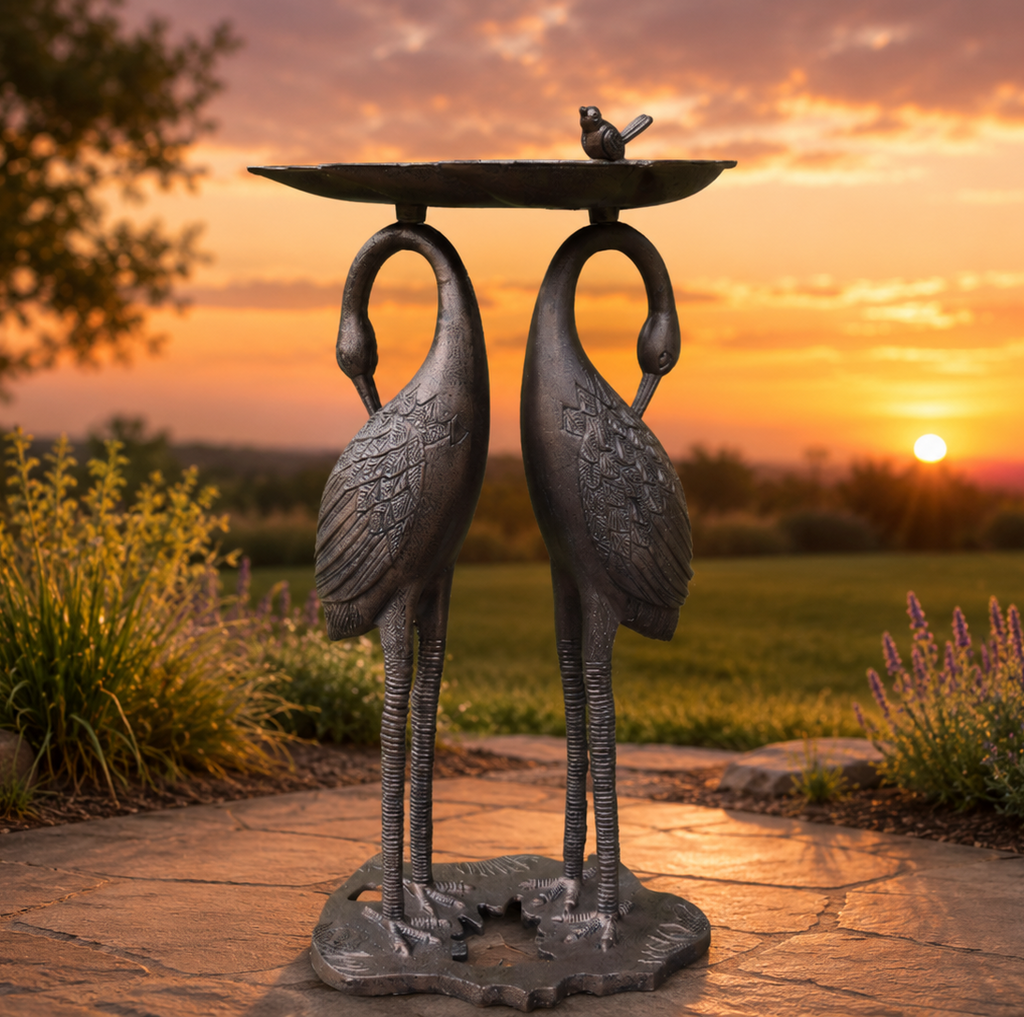 Twin Crane Bird Bath