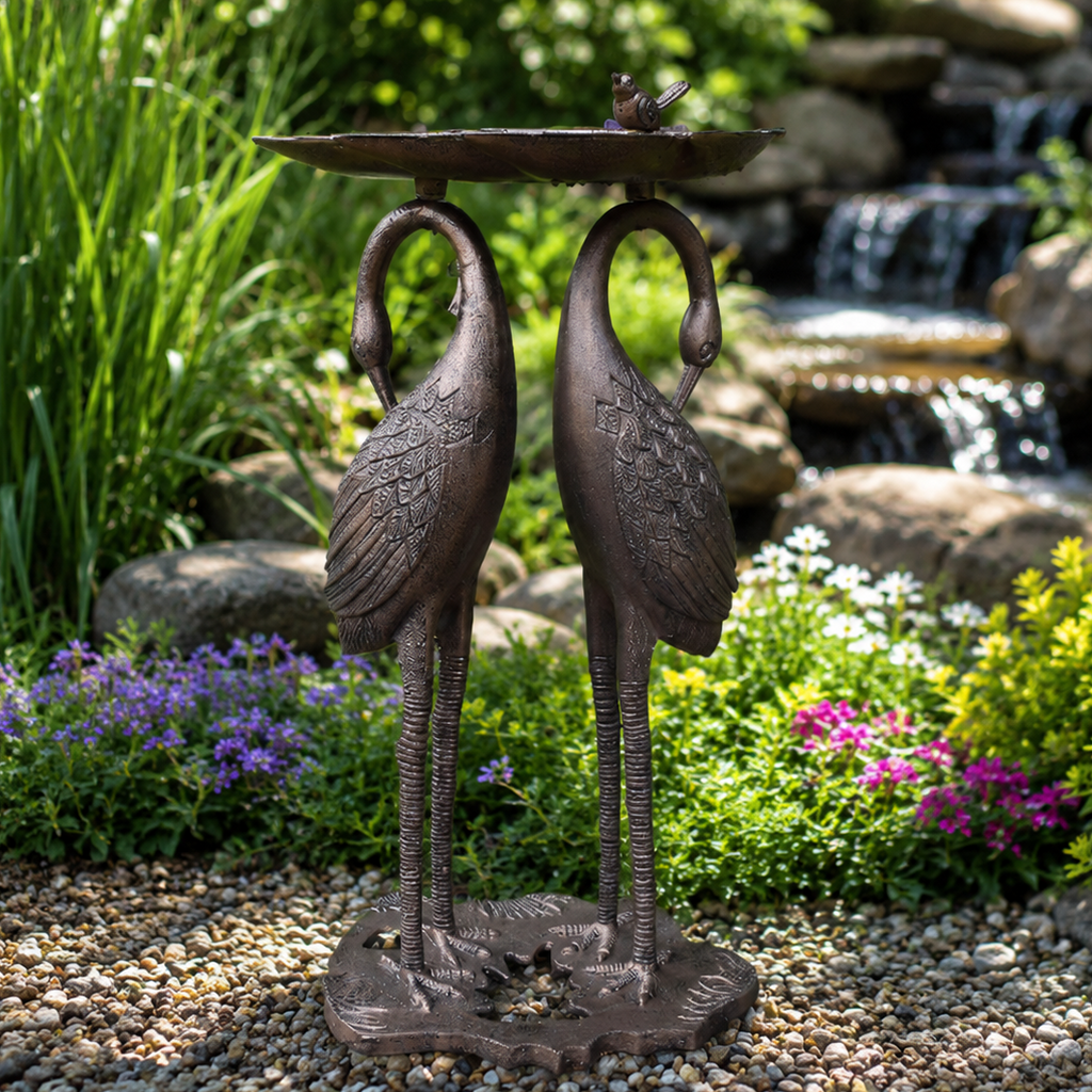 Twin Crane Bird Bath