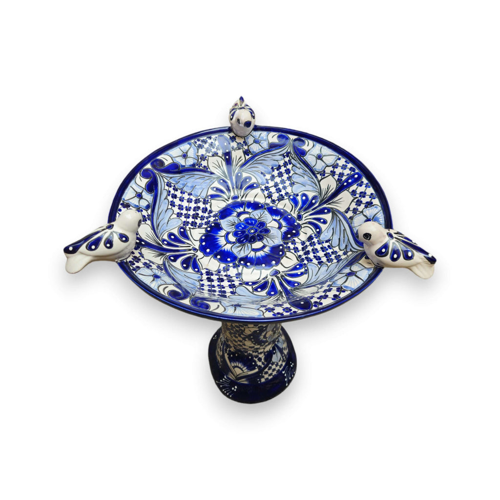 Handmade Blue & White Talavera Birdbath