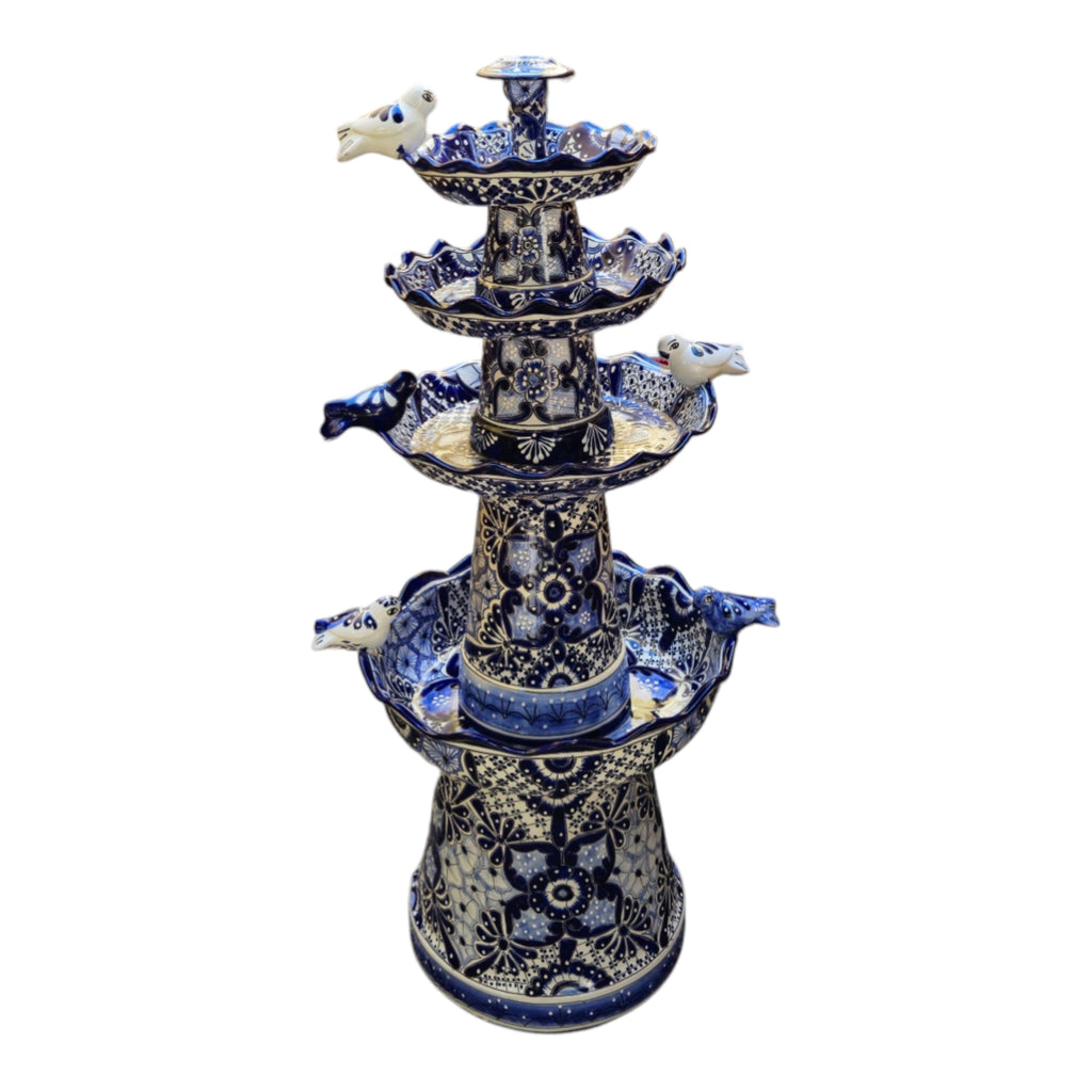 Handmade Blue & White Talavera Garden Fountain