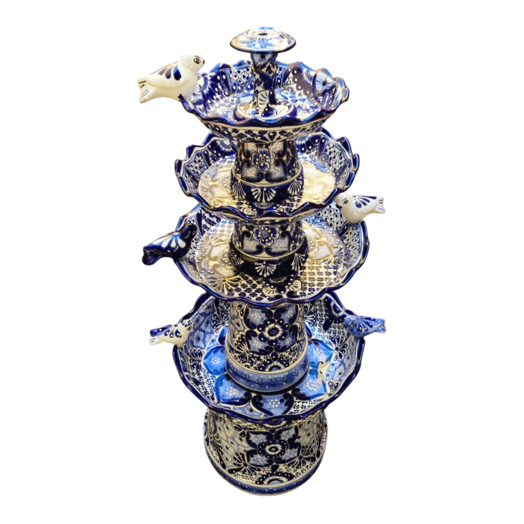Handmade Blue & White Talavera Garden Fountain