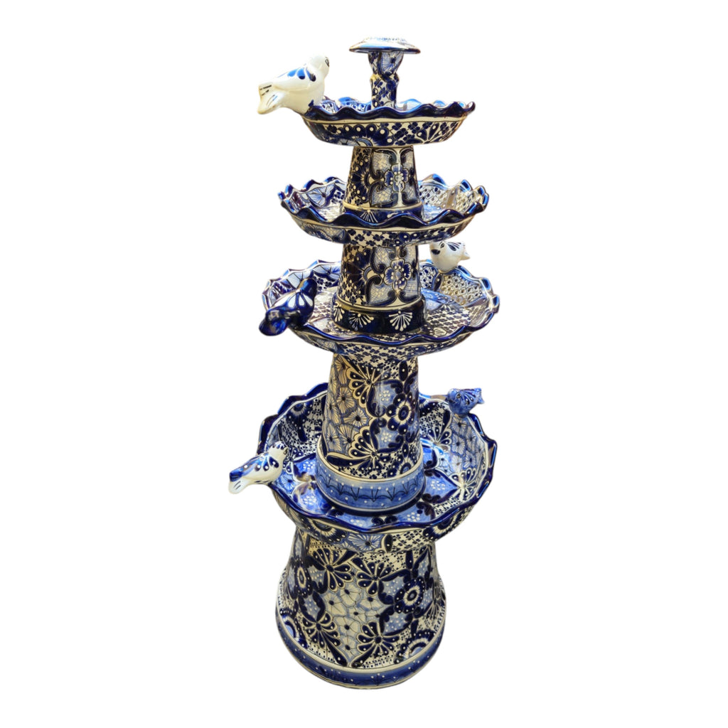 Handmade Blue & White Talavera Garden Fountain