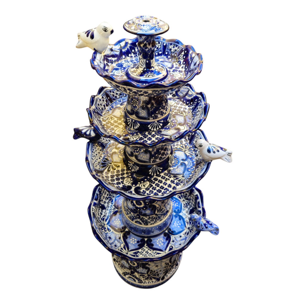 Handmade Blue & White Talavera Garden Fountain