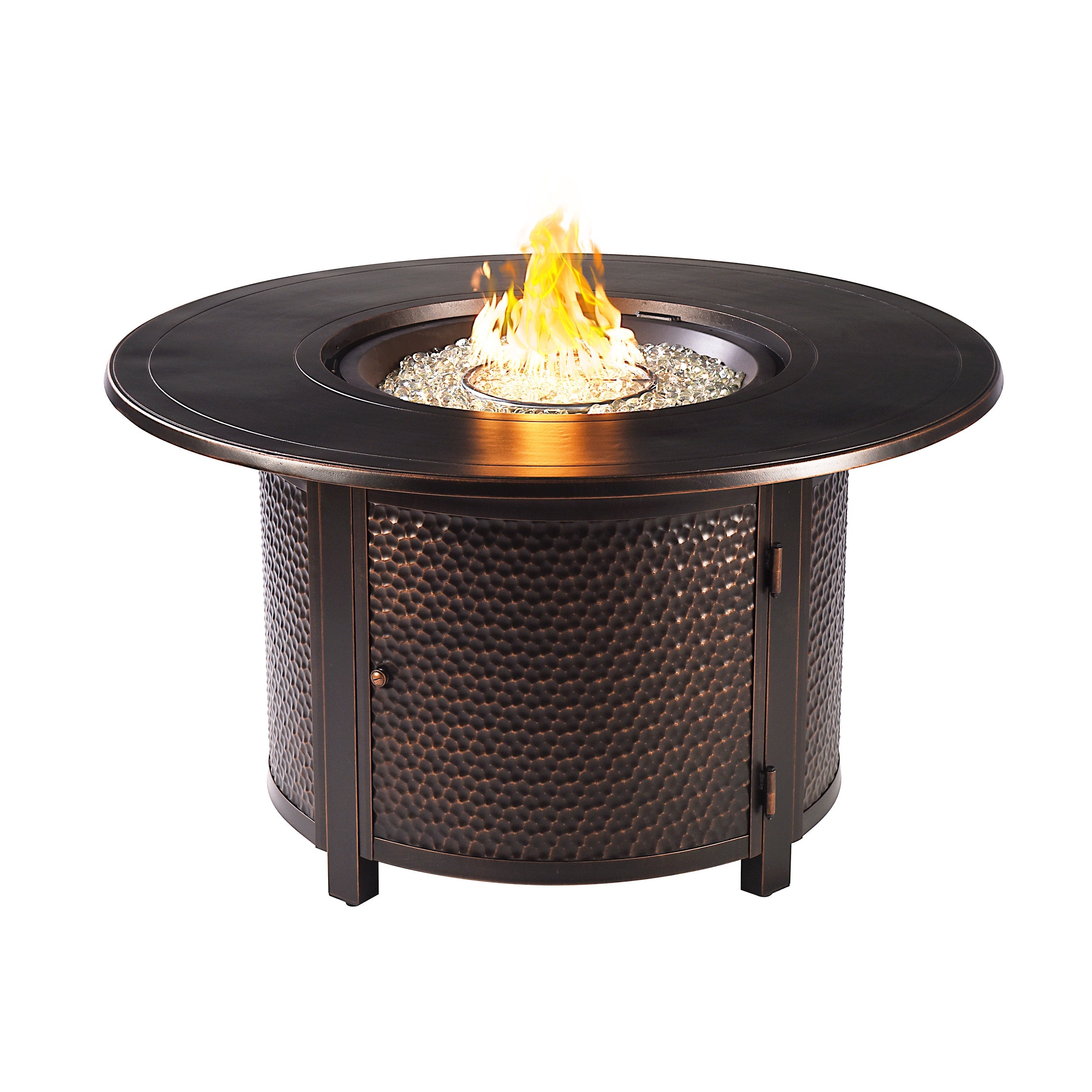 Sharicks Patio Fire Table Set with Swivel Rocking Chairs