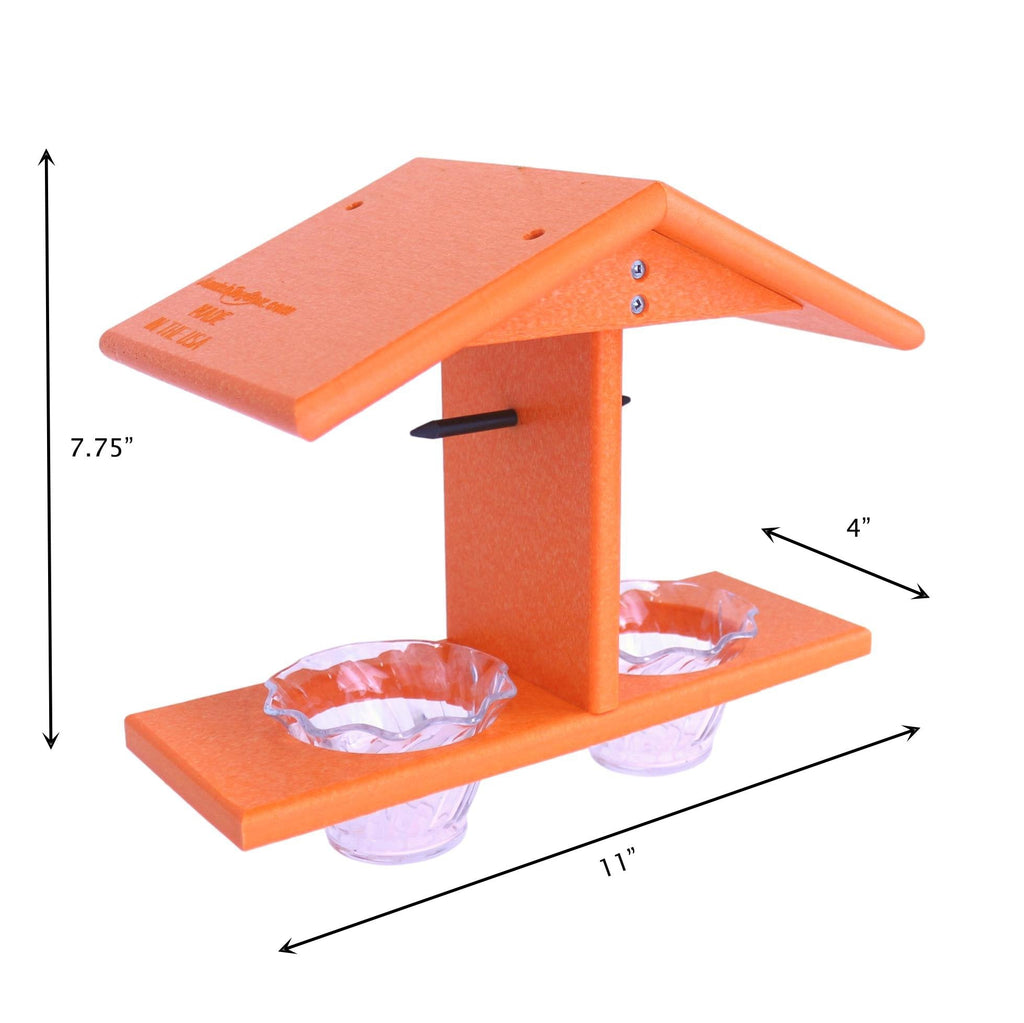 Amish-Made Double-Cup Oriole Jelly & Orange Bird Feeder
