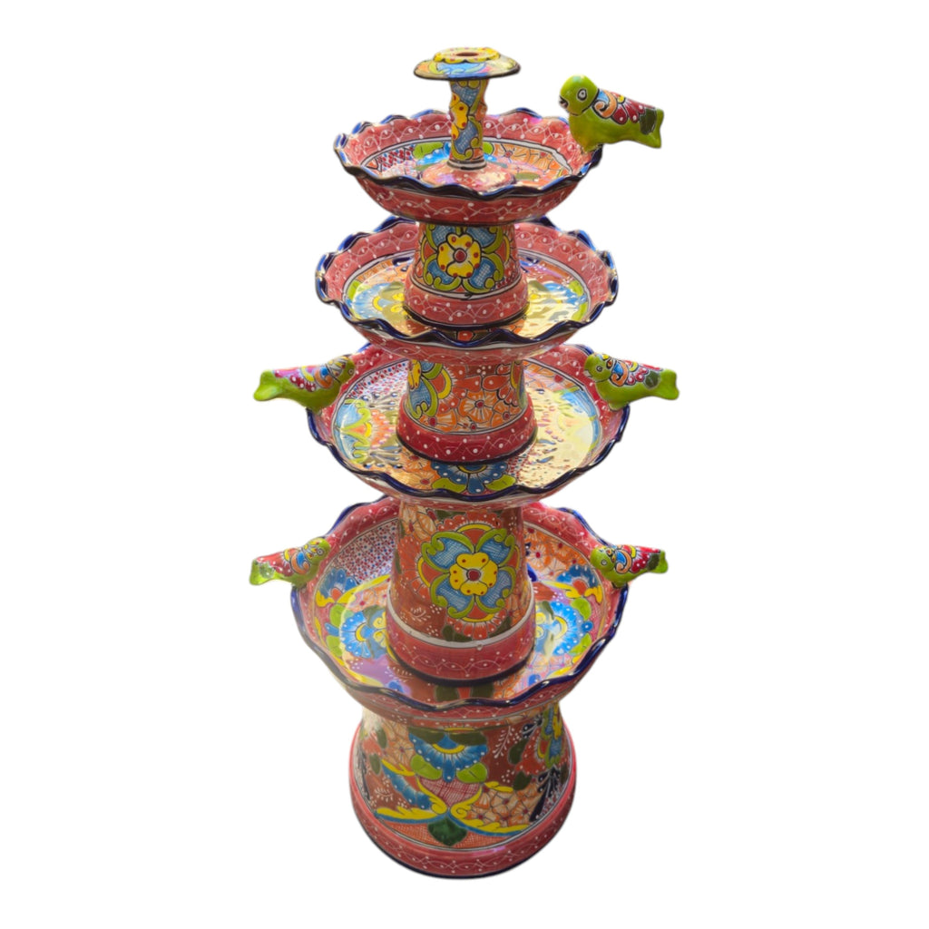 Handmade Red & Blue Rim Talavera Fountain