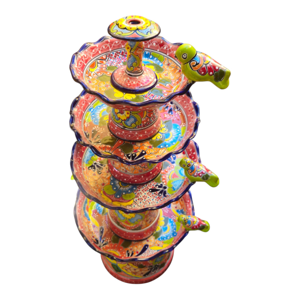 Handmade Red & Blue Rim Talavera Fountain