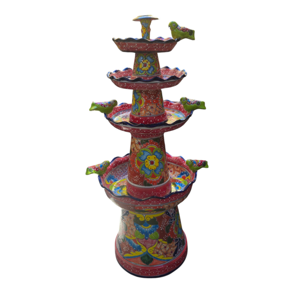 Handmade Red & Blue Rim Talavera Fountain