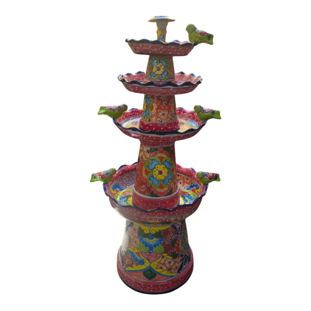 Handmade Red & Blue Rim Talavera Fountain