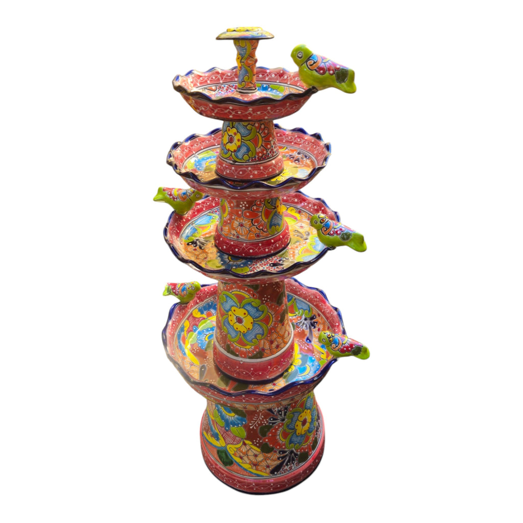 Handmade Red & Blue Rim Talavera Fountain